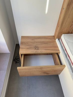 Кровать (каркас) Perfect Home 3Д / 3D 160 двуспальная с прикроватными тумбами и подсветкой Белый/дуб крафт золотой фотография