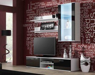 Стенка SOHO 5 Cama Белый Мат / Черный Глянец фотография