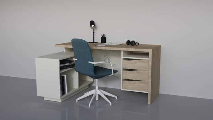 Стол письменный CONNECT 3 L SK Intarsio 1575*786 дуб кремона котта/стоун бейж фотография