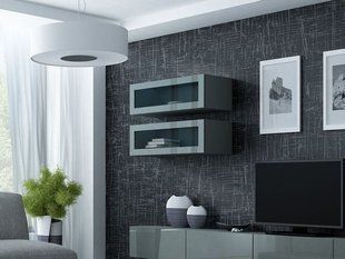 Витрина навесная VIGO Cama 90 Стекло Серый Мат / Серый Глянец фотография