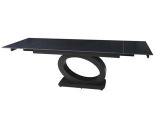Стол раскладной OVIDIO CERAMIC Intarsio 160(240)*90 черный мат/черный каркас фотография