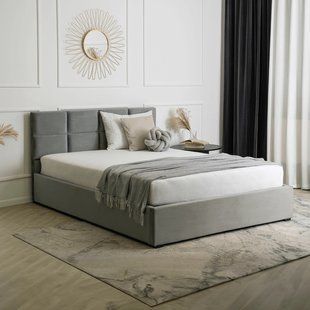 Ліжко оксамитове MEBEL ELITE MANDA Velvet 140x200 см Сірий фотографія