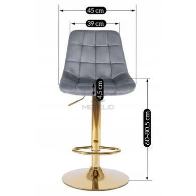 Барний стілець оксамитовий MEBEL ELITE ARCOS Velvet сірий / золотий фотографія