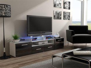 ТВ Тумба EVORA WHITE RTV Cama 194 Белый Мат / Черный Глянец фотография