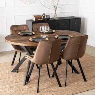 Комплект стол MEBEL ELITE LUKAS 100(250)х100 хрустальный дуб/черный, и 4 стульев RICK коричневого цвета фотография