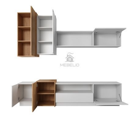 Стенка Perfect Home 3Д/3D Белый/дуб крафт золотой фотография