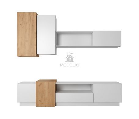 Стенка Perfect Home 3Д/3D Белый/дуб крафт золотой фотография