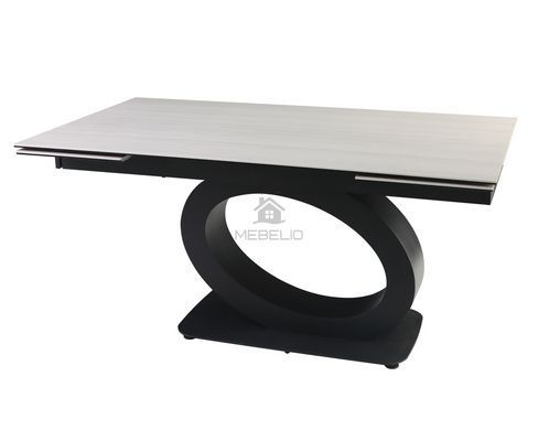 Стіл розкладний OVIDIO CERAMIC Intarsio 160(240)*90 білий дуб/чорний каркас фотографія