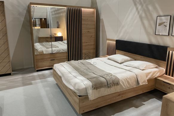 Ліжко (каркас) Perfect Home Таллі / Tally 160 з м'яким узголів'ям двоспальне Дуб артизан/антрацит фотографія