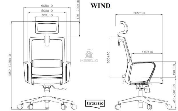 Офісне крісло WIND Intarsio Сірий / Чорний фотографія