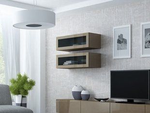 Витрина навесная VIGO Cama 90 Стекло Латте Мат / Латте Глянец фотография