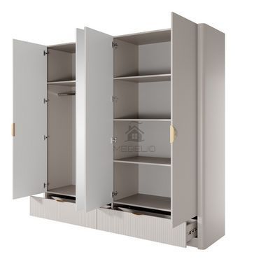 Шафа для одягу Perfect Home Ланте / Lante 4-дверна з дзеркалом і золотими ручками 4D2S/213 Беж фотографія