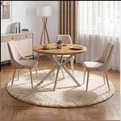Стіл розкладний круглий MEBEL ELITE LUKAS 100(250)х100 см Дуб/кашемір фотографія