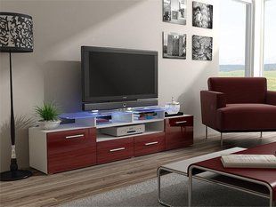 ТВ Тумба EVORA WHITE RTV Cama 194 Белый Мат / Бордо Глянец фотография