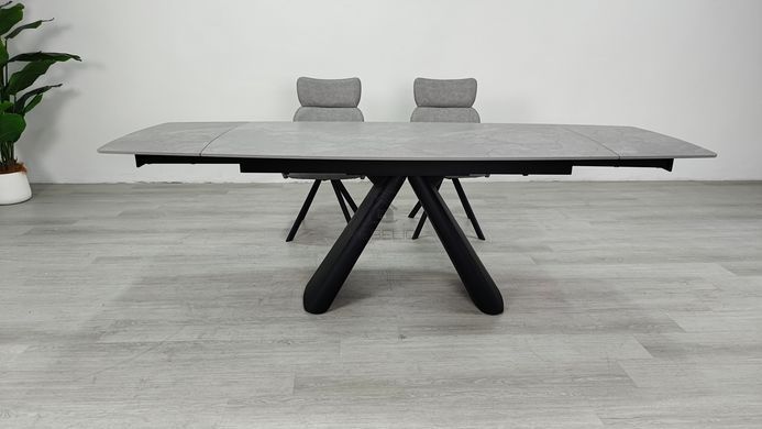 Стол раскладной GREYSON CERAMIC Intarsio 160(240)*90 серый мат/черный фотография