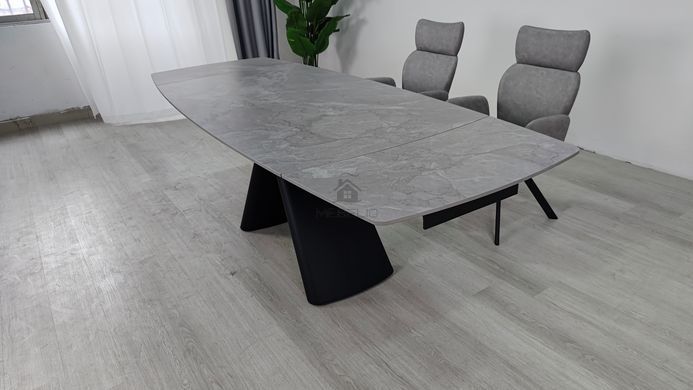 Стол раскладной GREYSON CERAMIC Intarsio 160(240)*90 серый мат/черный фотография