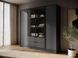Гардеробна / шафа для одягу Perfect Home Келлі / Kelly 4DRM 4-дверна з центральними прозорими дверцятами та додатковими полицями Графіт фотографія