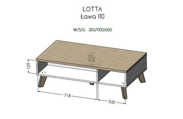 Журнальний столик LOTTA 110x60 Cama Дуб Сонома / Білий фотографія