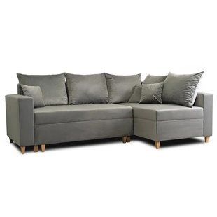 Угловой диван бархатный MEBEL ELITE MARKUS Velvet 238 см Cерый (правый)