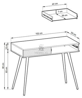 Стол туалетный Perfect Home Оро/Oro с 2 ящиками и черными ножками T102 MDF Белый фотография