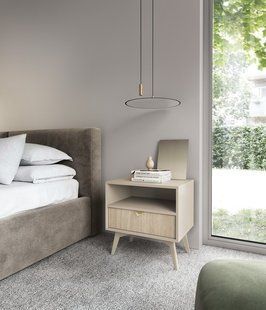 Тумба приліжкова Perfect Home Форест / Forest S54 з 1 шухлядою Беж пісочний/ялиця сканді фотографія