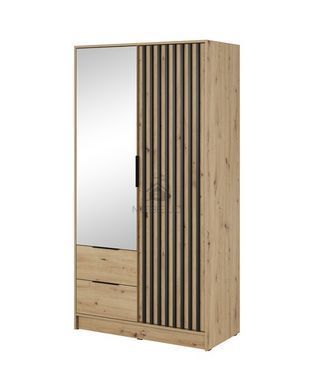 Шкаф для одежды Perfect Home Нелли / Nelly 2D 2-дверный с зеркалом Дуб артизан/черный фотография