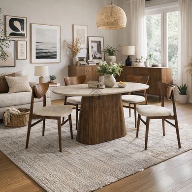 Стол MEBEL ELITE GIANNI 180х90  Травертин/Орех фотография
