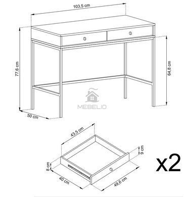 Стол туалетный Perfect Home Моно/Mono с 2 ящиками и золотыми ножками MT104 Гранат фотография