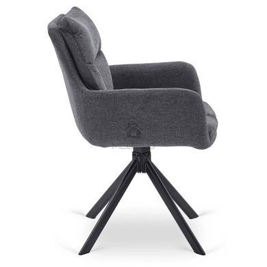 Комплект стола MEBEL ELITE LUIGI 160(240)х90 см серый мрамор/черный и 4 стульев PAUL темно-серого цвета фотография