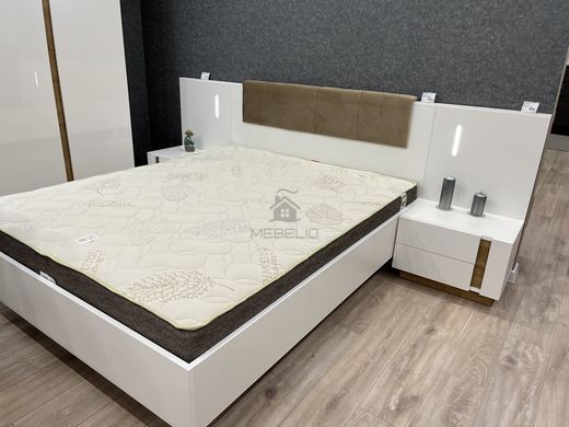 Кровать (каркас) Perfect Home Арко / Arco 160 с мягким изголовьем двуспальная Белый глянец/дуб грандсон фотография