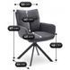 Комплект стола MEBEL ELITE LUIGI 160(240)х90 см серый мрамор/черный и 4 стульев PAUL темно-серого цвета