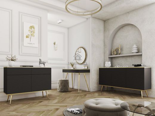 Стол туалетный Perfect Home Оро/Oro с 2 ящиками и золотыми ножками T102 MDF Черный фотография