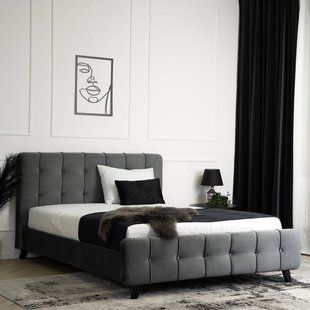 Ліжко двоспальне оксамитове MEBEL ELITE LINO Velvet 140x200 Сірий фотографія