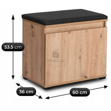 Тумба для взуття MEBEL ELITEM MODENA 60 Дуб Артизан/графіт фотографія