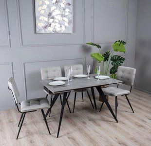 Стол Раскладной ТОРИ Prestol 120/180x80 Керамика Серый Мат / Черный фотография