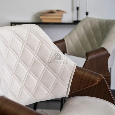 Стул бархатный MEBEL ELITE DAKOTA Velvet бежевый / ореховый фотография