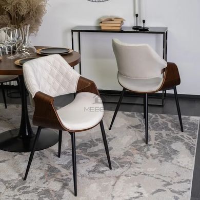 Стул бархатный MEBEL ELITE DAKOTA Velvet бежевый / ореховый фотография
