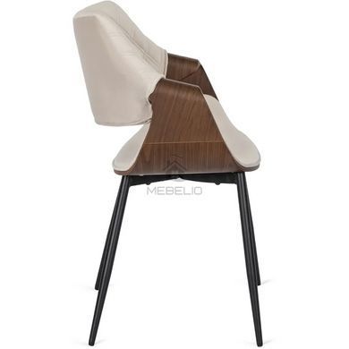 Стул бархатный MEBEL ELITE DAKOTA Velvet бежевый / ореховый фотография