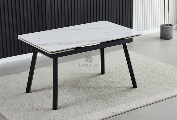 Стол раскладной MADRID CERAMIC Intarsio 140(200)*85 Белый Глянец Черный фотография