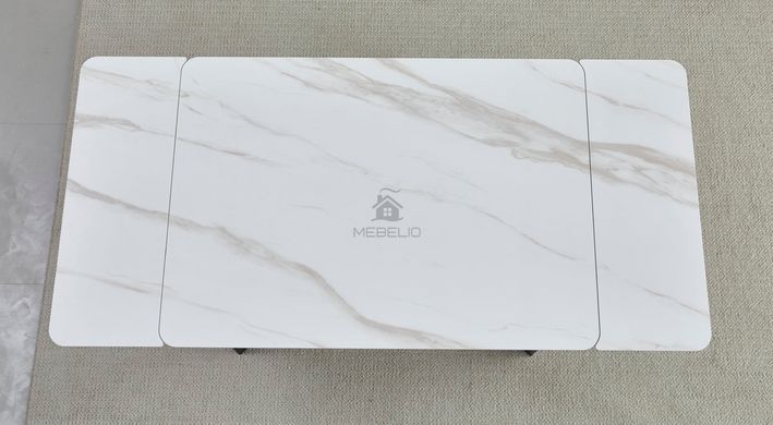Стол раскладной MADRID CERAMIC Intarsio 140(200)*85 Белый Глянец Черный фотография
