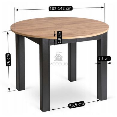 Комплект стол MEBEL ELITE MAX 80(160)х80 см, дуб Craft/черный, и 6 черных стульев PERU фотография