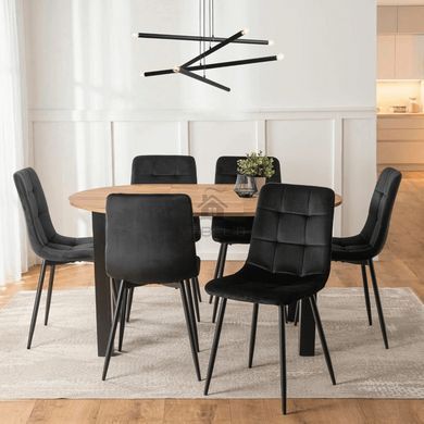 Комплект стол MEBEL ELITE MAX 80(160)х80 см, дуб Craft/черный, и 6 черных стульев PERU фотография