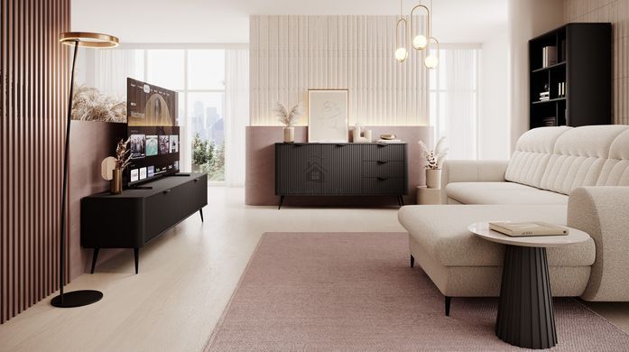 Комод Perfect Home Ланте / Lante 1-дверний з 3 шухлядами і чорними ніжками 1D3S/138 Чорний фотографія