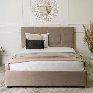 Ліжко двоспальне оксамитове 140x200 MEBEL ELITE TINGA Velvet Беж фотографія