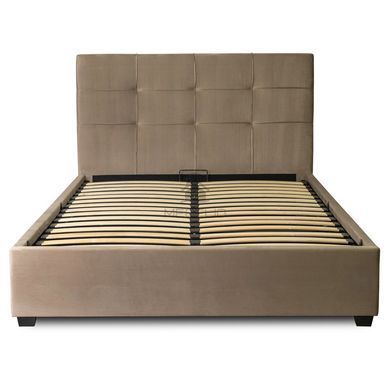 Ліжко двоспальне оксамитове 140x200 MEBEL ELITE TINGA Velvet Беж фотографія