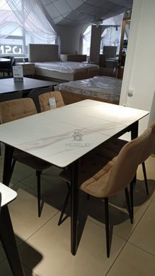 Стол раскладной BERLIN CERAMIC Intarsio 111(140)x75 Белый Глянец Керамика Черный фотография