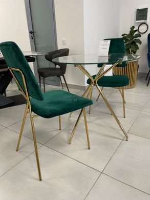 Стіл скляний AZALIA Signal 80x80 Прозорий / Золото фотографія
