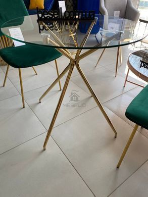 Стіл скляний AZALIA Signal 80x80 Прозорий / Золото фотографія