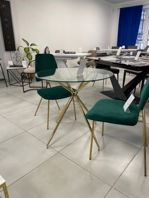 Стіл скляний AZALIA Signal 80x80 Прозорий / Золото фотографія