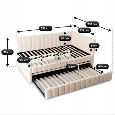 Кровать MEBEL ELITE VILLEMO 90x200 см Кремовый букле фотография